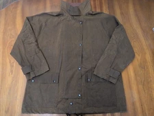 VTG Australian Outback Collection Jacket Mens L Brown Waxed Oilskin Drover Coat