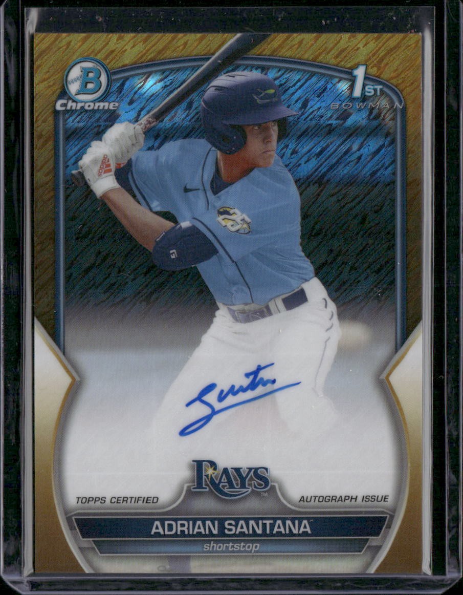 2023 Bowman Chrome Draft #CDA-AS Adrian Santana Gold Shimmer Auto #/50