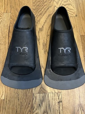 Tyr Burner Swim Fins Men's 11-13 Women's 12.5-14.5 Black Grey Rubber New OOB