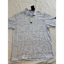 Bad Birdie Mens XL Grey White Abstract Pebble Print Golf Polo Performance Shirt
