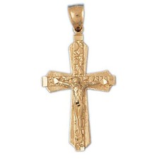 Jesus Christ on Cross Charm Pendant 14k Gold 5.5 Grams