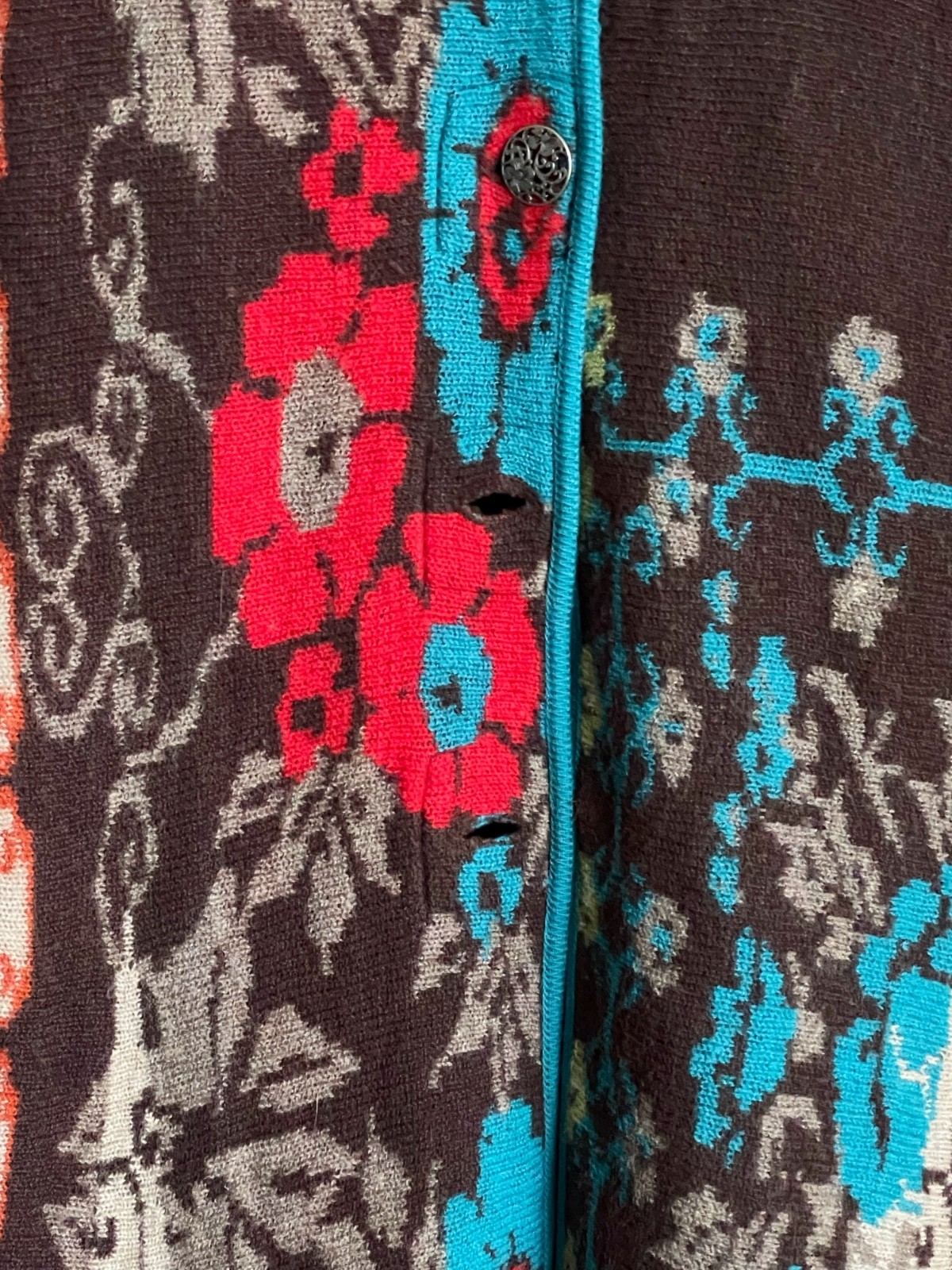 Ivko Floral Pattern Multicolor Button Up Long Car… - image 5