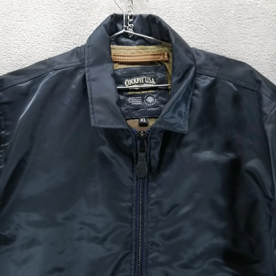 Jaqueta masculina vintage cockpit EUA azul GG anos 90 Flyers combate náilon com zíper - Imagem 3 de 4