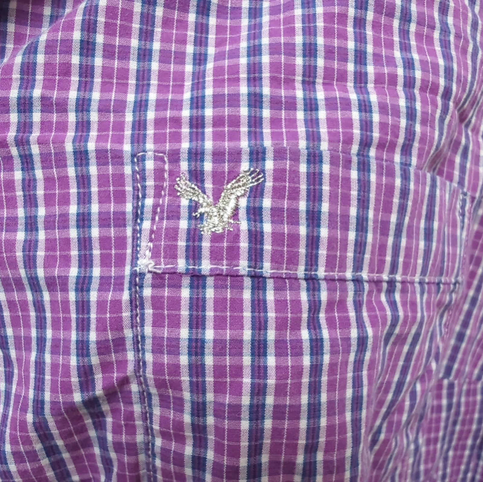 American Eagle Outfitters Purple/Blue/White Check Cotton Slim Fit Shirt S image 2