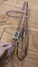 Leather Tooled Headstall Browband NWT Aztec Western Horse Tack Bridle