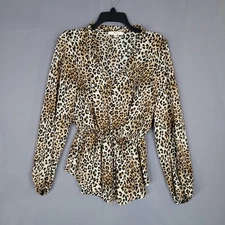 Andrée by UNIT Women's S Leopard Print Long Sleeve Top