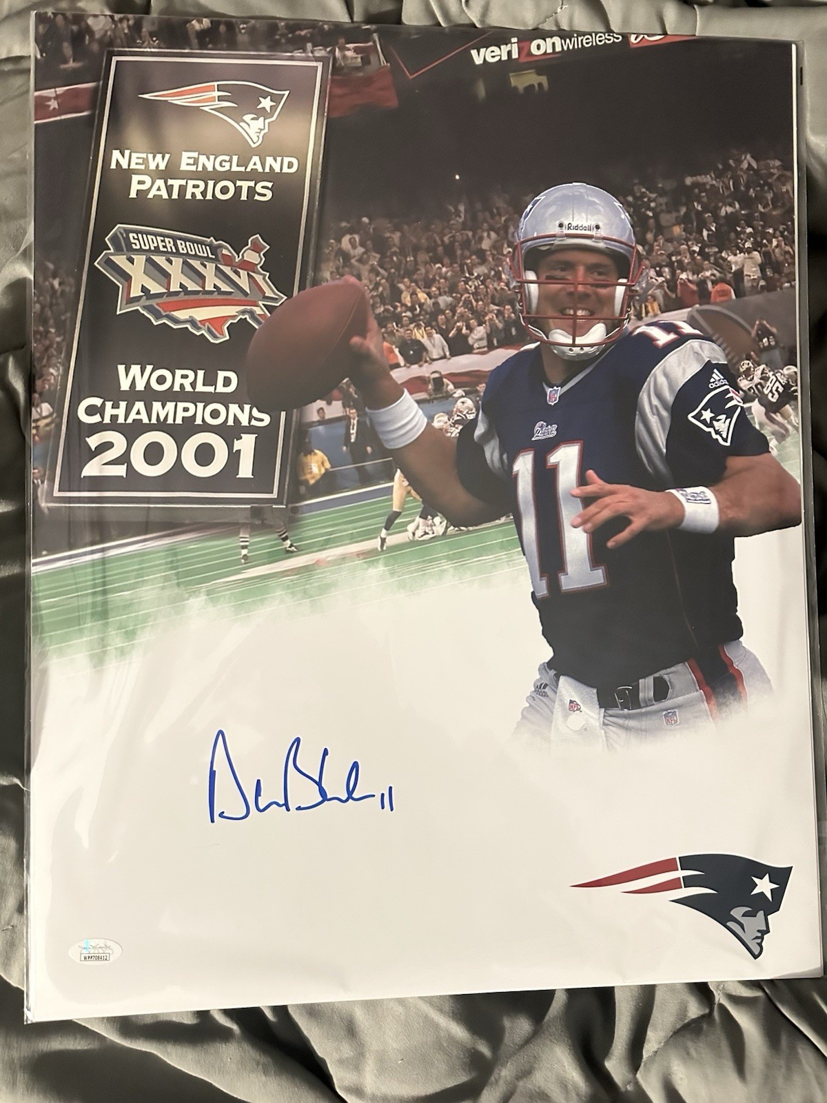 Drew Bledsoe Autographed Signed New England Patriots 100% Authentic Patriots 16x20 (JSA) 