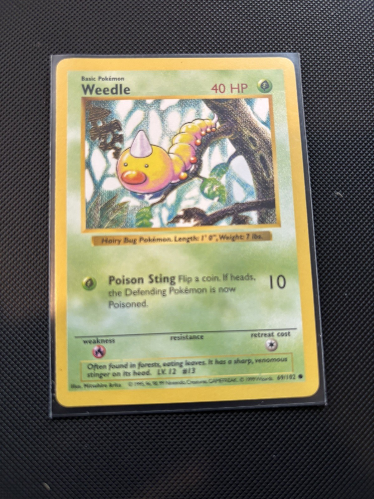1999 Pokemon Unlimited Shadowless Weedle 69/102 LP