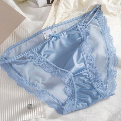 5er Pack Sexy Damen Satin Unterwäsche Unterhose Slips Spitzenslip Spitze Bikinis