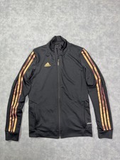 Adidas Track Jacket Youth XS Black Full Zip 3 Stripe Aeroready Athletic Logo