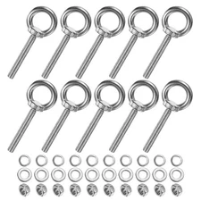 10-Sets Stainless Eyebolt M8x60mm Shoulder Lifting Eye Bolt with Nuts Washers