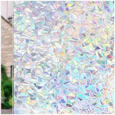 Window Privacy Film 35"x78", 3D Rainbow Window Film Decorative Window Film He...