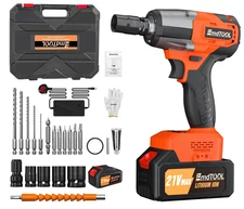 21V Cordless Impact Wrench 2000Nm High Torque Brushless Drill with Battery 1/2"