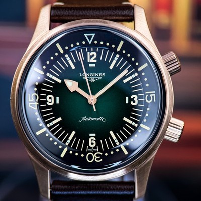 2026 Longines Legend Diver Bronze 42mm Green Dial L37741502 Full Set Very Good