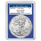2024 (W) $1 American Silver Eagle PCGS MS70 FS West Point Label Blue Frame