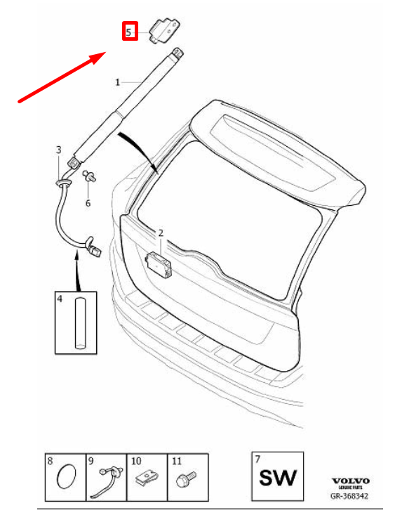 VOLVO XC60 MK1 Right Operating Tailgate Bracket 31298792 NEW  