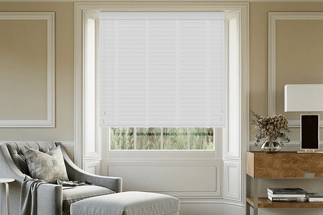 FAUX WOOD VENETIAN BLINDS 50MM WHITE WOOD WOODEN WINDOW BLIND EASY FIT TRIMMABLE - Image 2 of 4