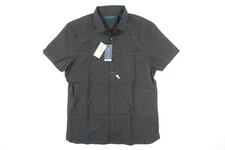 PERRY ELLIS FADED BLACK MEDIUM DIAMOND WOVEN SHORT BUTTON FRONT SHIRT DEFECT