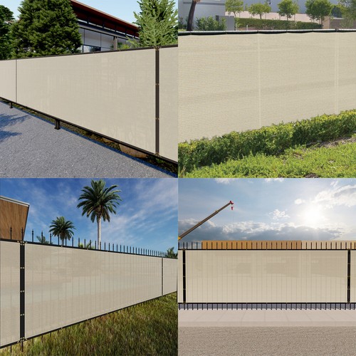 6x50' Fence Privacy Screen Outdoor Fencing Mesh Shade Net Cover Beige Windscreen - Picture 7 of 10