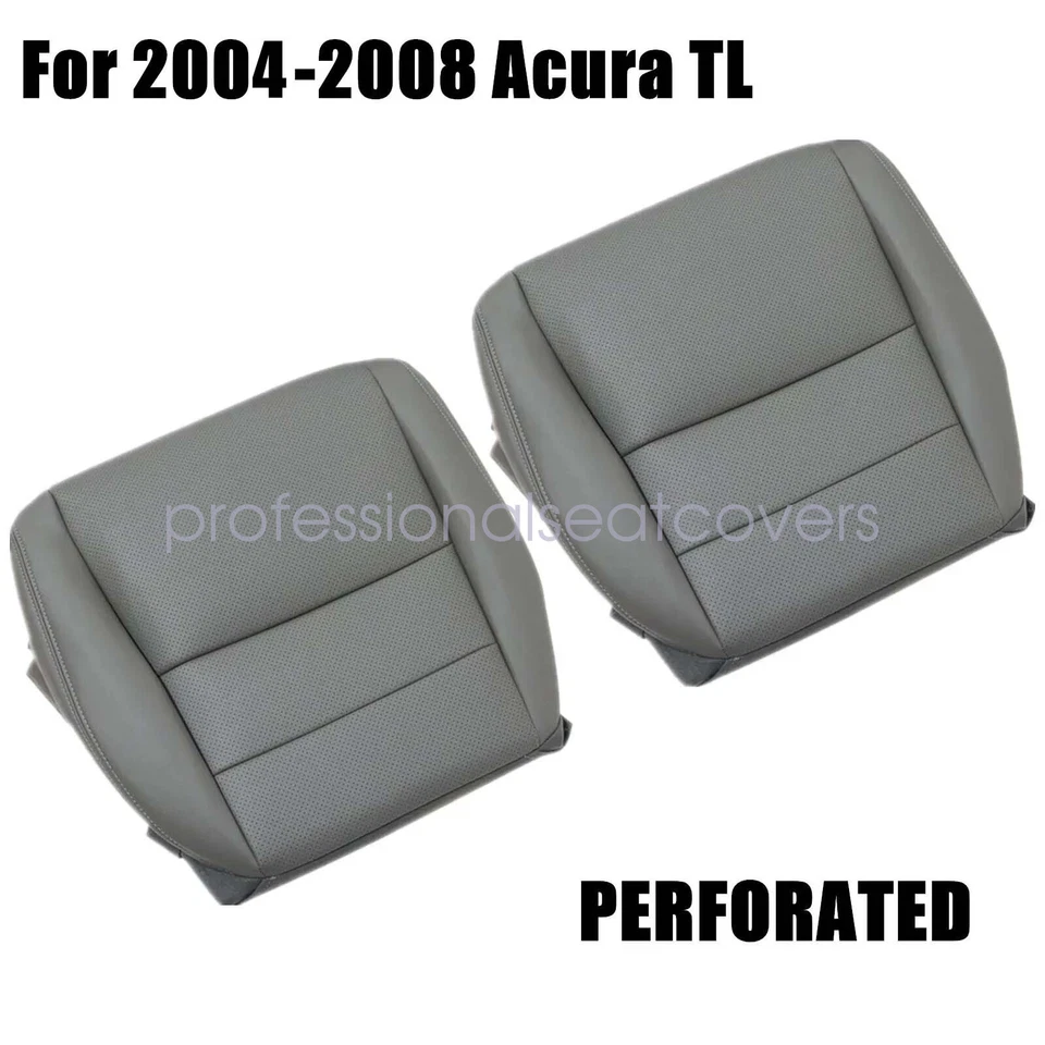 Front Driver & Passenger Bottom Leather Seat Cover For 2004-2008 Acura TL Gray - Изображение 3 из 4