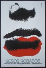 Sale STOLEN KISSES Cuban Silkscreen Poster / François Truffaut Movie CUBA FRANCE