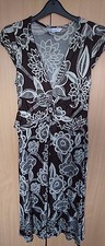 FAB J TAYLOR BROWN AND CREAM FLOWER SILKY TEADRESS SIZE 10 BUT BIG FIT 12