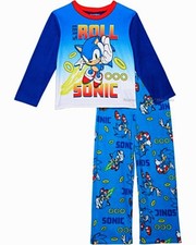 Sonic the Hedgehog Pajamas Boys Size 4 6 8 10 Video Game SEGA Long Sleeve Winter