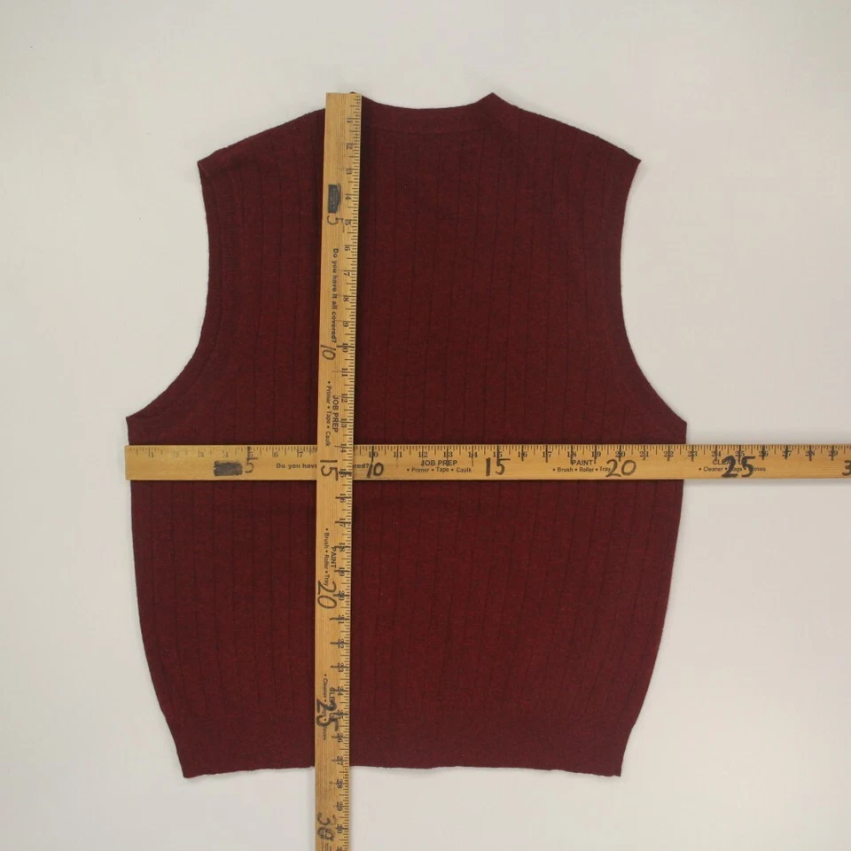 Chaleco suéter con botones 100 % lana de cordero Club Room para hombre grande rojo abuelo de colección HK Foto 3 de 4