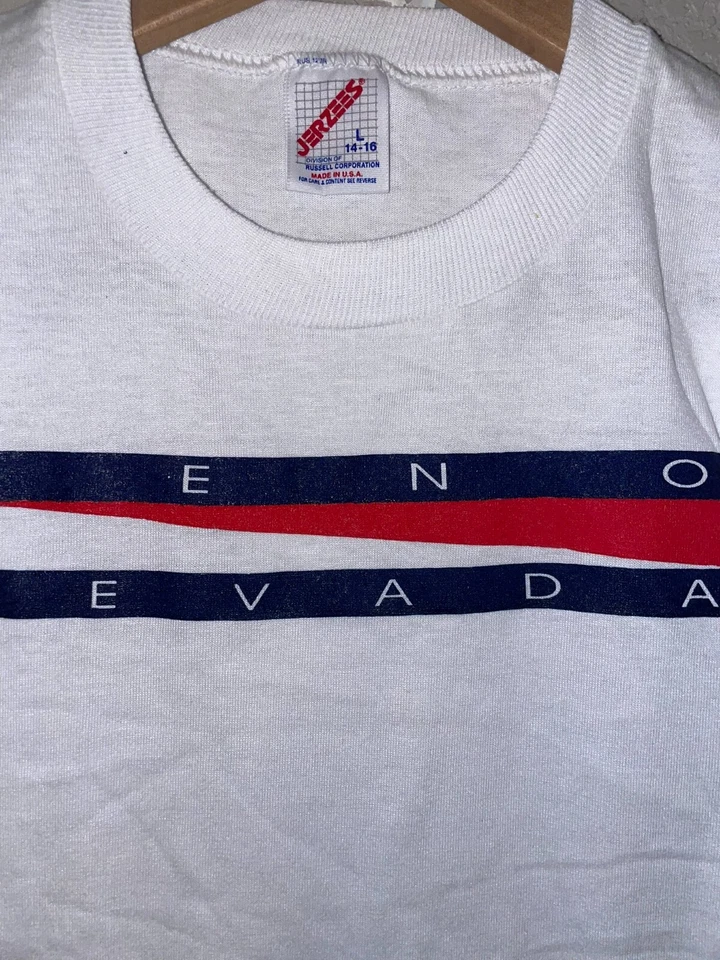Camiseta Camisa Gráfica Blanca Años 90 Juvenil Vintage Reno NV Nevada Años 90 Niños L L Foto 3 de 4