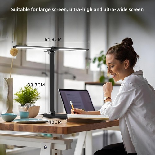 Led Desk Lamp for Home Office,Smart Double Head Computer Monitor Table Clip - Picture 3 of 7
