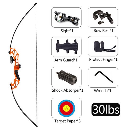 30-50lbs Archery Bow Hunting Bow Outdoor Fishing Darts Shooting Right Hand - Picture 34 of 36