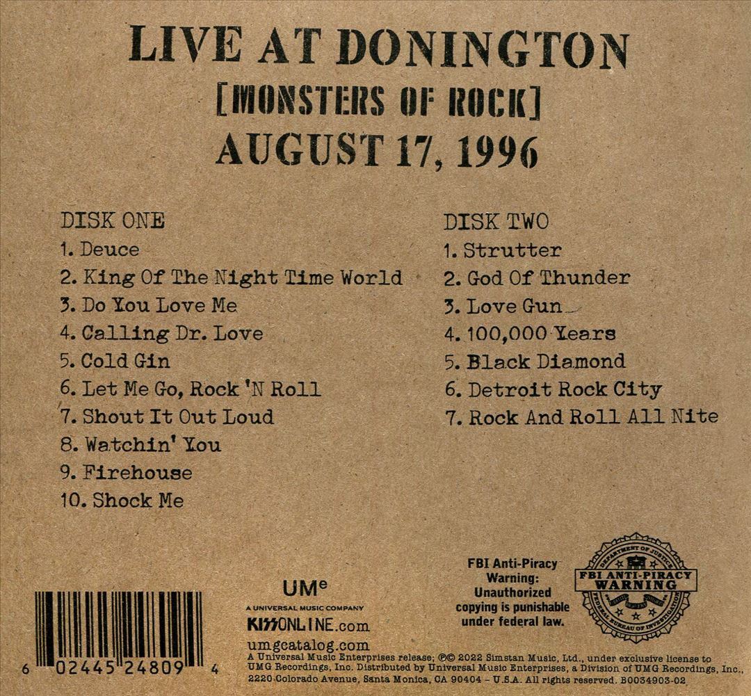 KISS OFF THE SOUNDBOARD: LIVE AT DONINGTON 1996 NEW CD