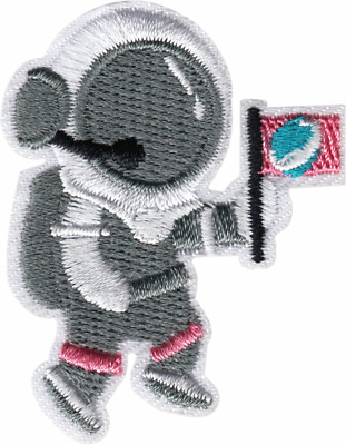Patch - Astronaut Holding Flag Outer Space Rocket Embroidered 2" Iron ...