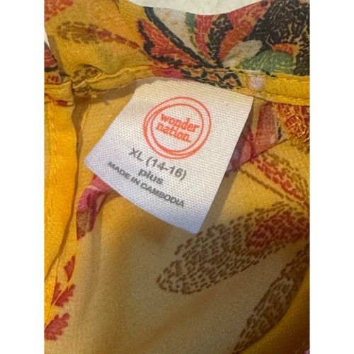 Wonders Nation Girls Mustard Yellow Floral Dress Short sleeve size XL 14/16 - Picture 10 of 11