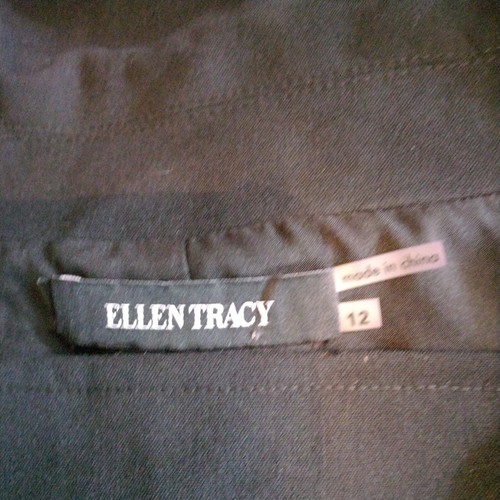 Ellen Tracy Womens Size 12 Solid Black Dress Collared Buttons Pockets Career Zip - Picture 9 of 11
