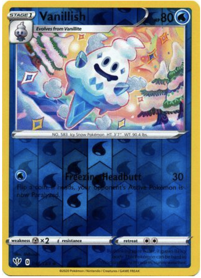 Pokemon - Vanillish - 046/189 - Reverse Holo -Uncommon - Darkness Ablaze-NM/M