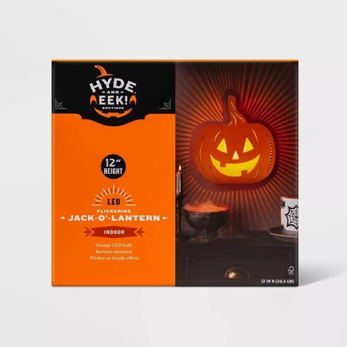 Jack o Lantern Pumpkin 12" LED Flickering Halloween Sign Indoor Hyde & Eek New