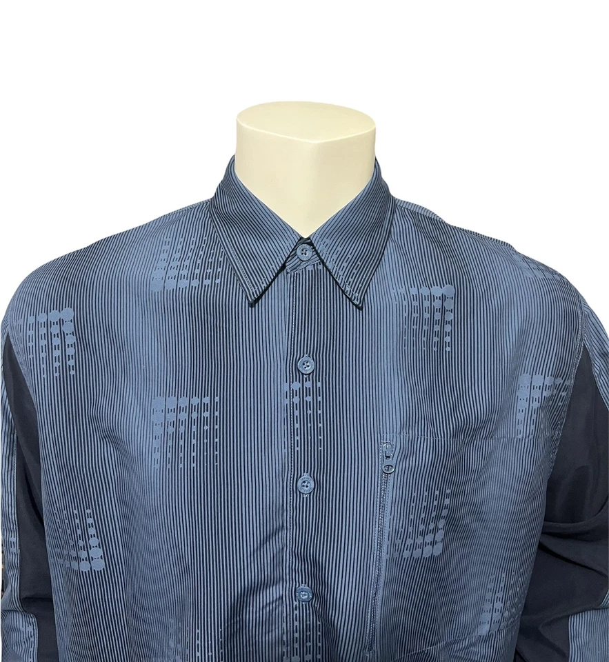 Bugle Boy Geometric Men’s Shirt Size Large L Blue Long Sleeve Vented Button Down - Image 3 of 4