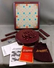 VTG Scrabble Deluxe Turntable Edition Crossword Game 2001 Hasbro Wood Tiles EUC
