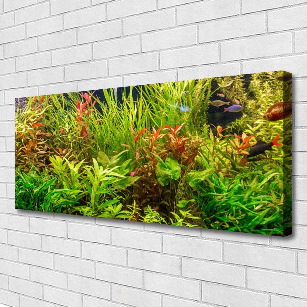 Tableaux 125x50 floral déco murale moderne avec plantes vertes sur toile