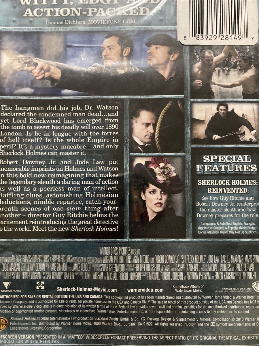 Sherlock Holmes (2009) DVD Robert Downey Jr. Jude Law Rachel Mc