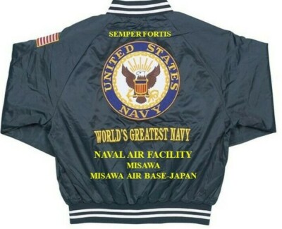NAVAL AIR FACILITY MISAWA*MISAWA AB JAPAN  EMBROIDERED SATIN JACKET(BACK ONLY)