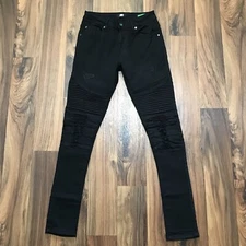 883 Police Brady Skinny Distressed Biker Style Stretch Jeans W27 L31 Black BNWOT