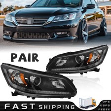 Pair Projector Headlights Halogen For 2013-2015 Honda Accord Sedan Headlamps Set
