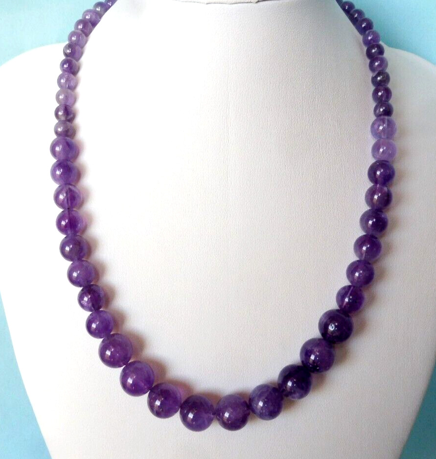 Collier améthyste véritable 175.Cts, ras-du-cou ajustable en argent