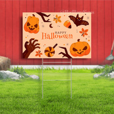 Happy Halloween Bat pumpkin yard sign