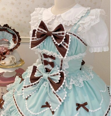 Japanese women Lolita cute bow jsk suspender dress summer | eBay