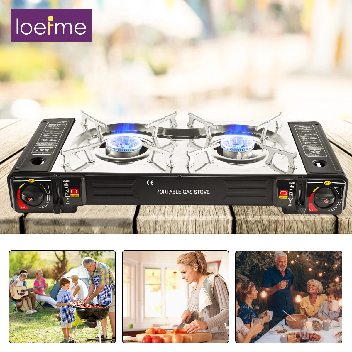Portable Camping Gas Cooker Single Double Burner Stove Butane BBQ Outdoor  Picnic | eBay