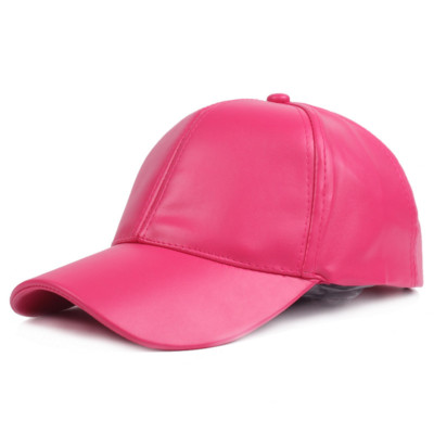 Mens Womens Classic Solid Color Hats Adjustable PU Leather Golf Baseball Cap