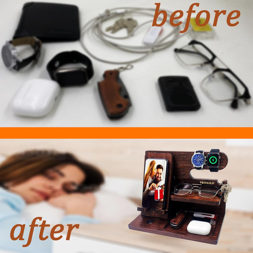 Gifts for Men Women Brother Boss Boyfriend Him Nightstand Organizer Gifts for Da - 第 6/7 張圖片